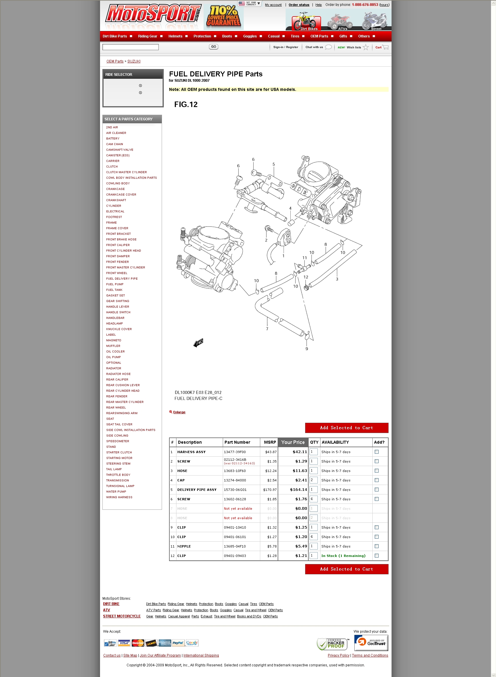 FUEL DELIVERY PIPE Parts for SUZUKI DL1000 2007 电喷组件.jpg