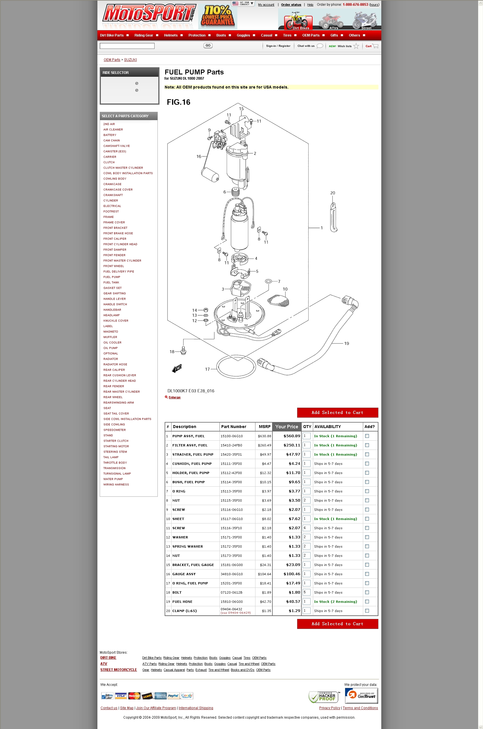 FUEL PUMP Parts for SUZUKI DL1000 2007 油箱油位传感器组件.jpg