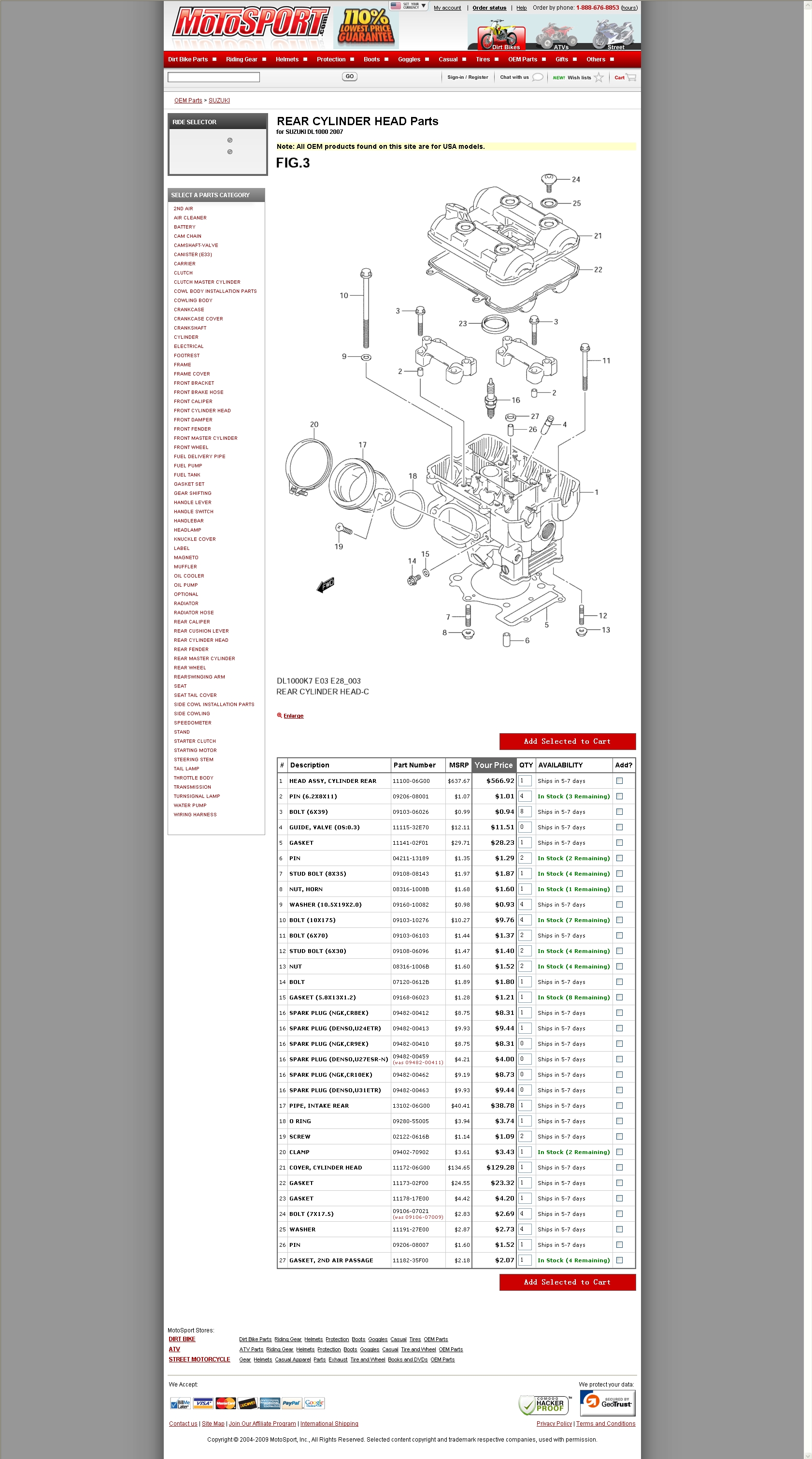 REAR CYLINDER HEAD Parts for SUZUKI DL1000 2007 后缸头组件.jpg