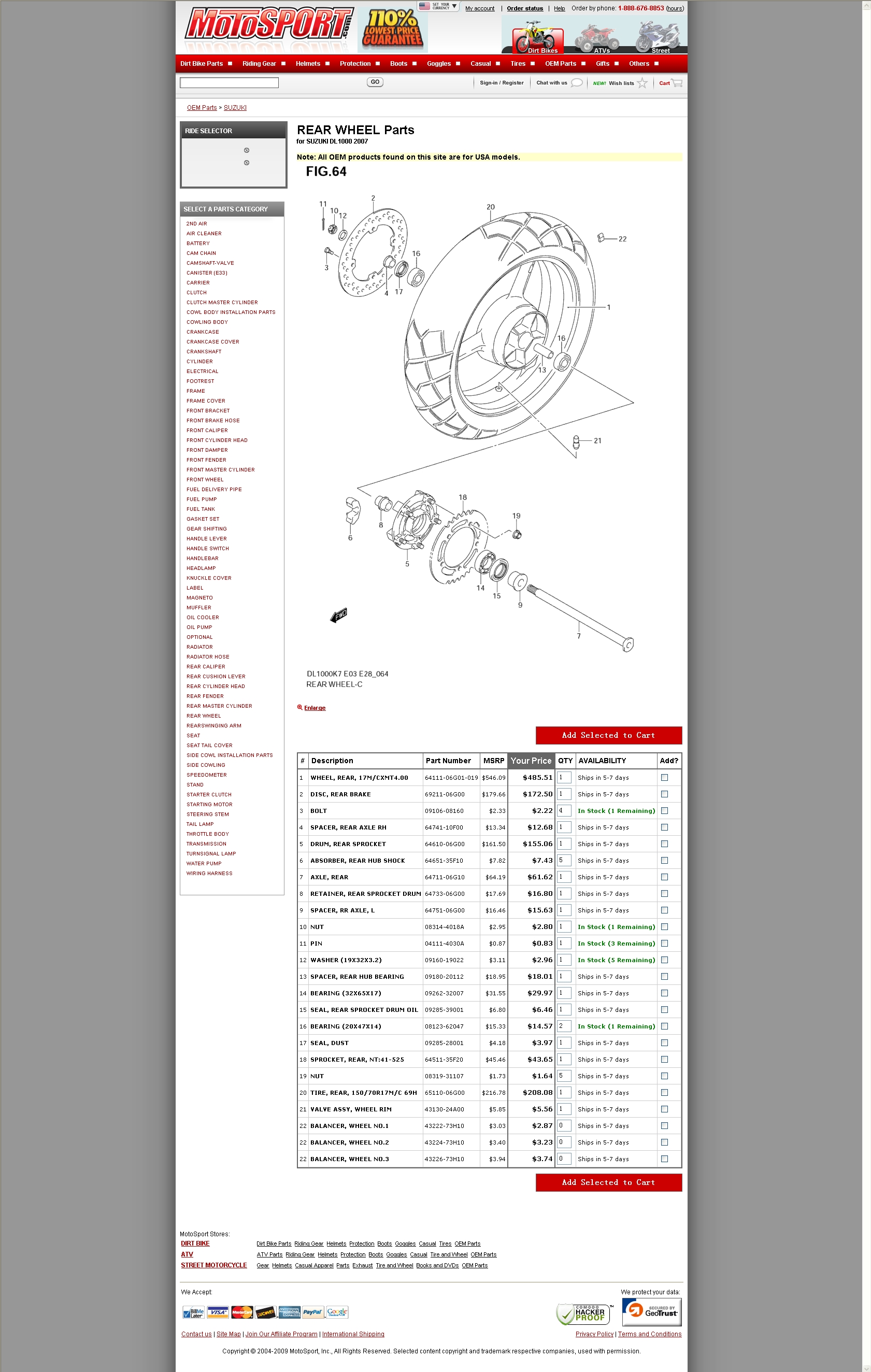 REAR WHEEL Parts for SUZUKI DL1000 2007 后轮圈组件.jpg