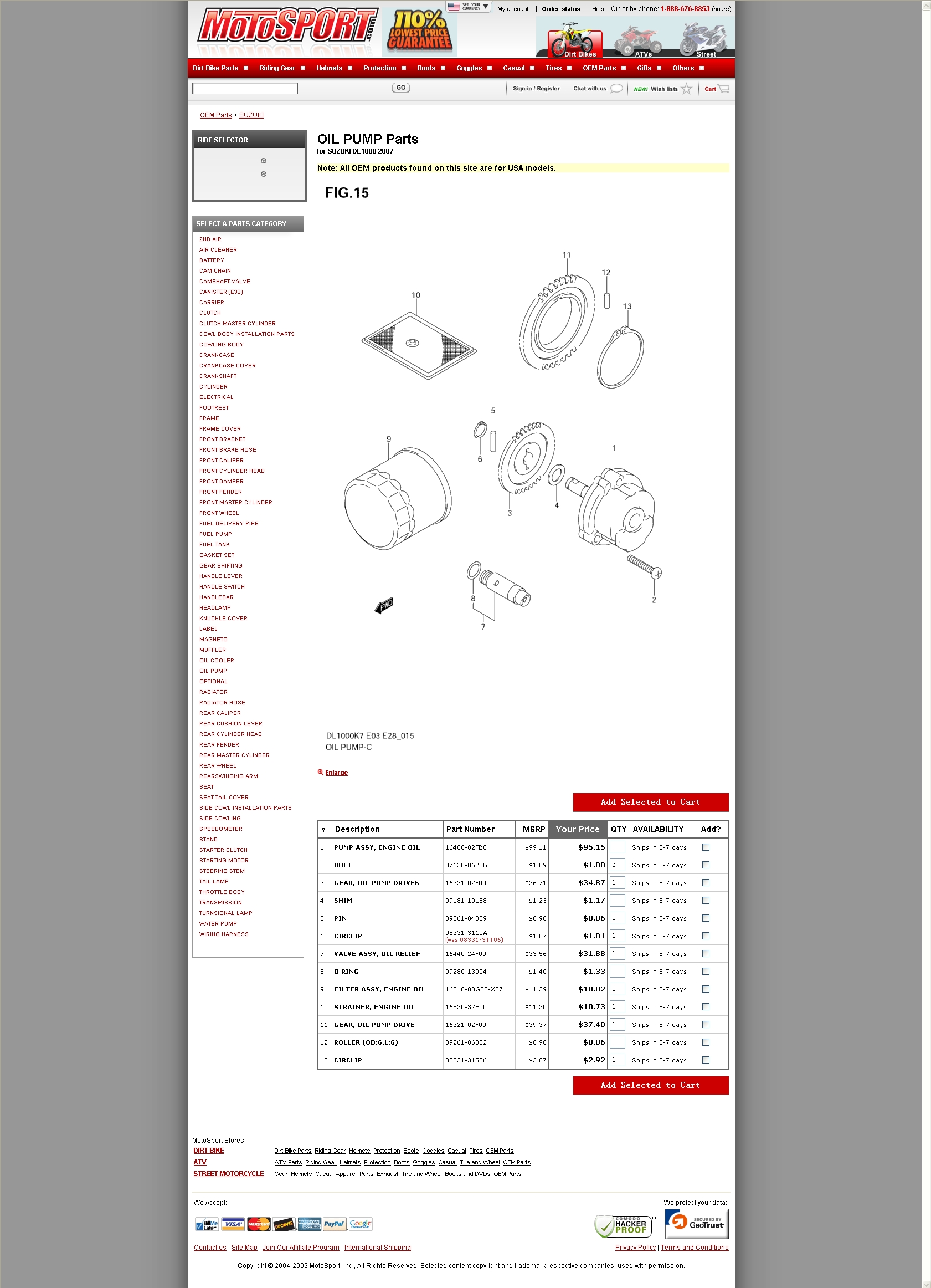 OIL PUMP Parts for SUZUKI DL1000 2007 机油滤芯组件.jpg