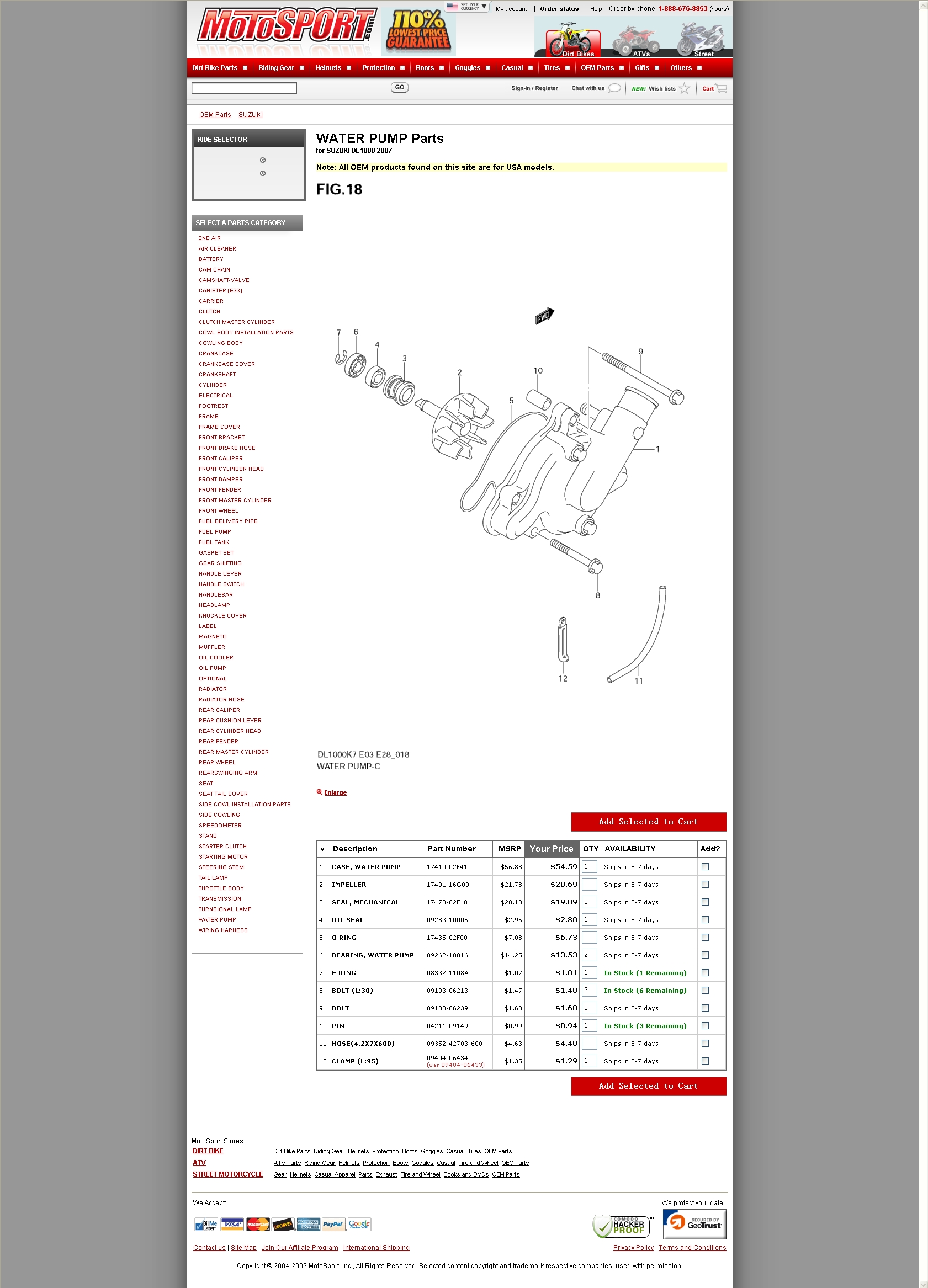 WATER PUMP Parts for SUZUKI DL1000 2007 水泵组件.jpg