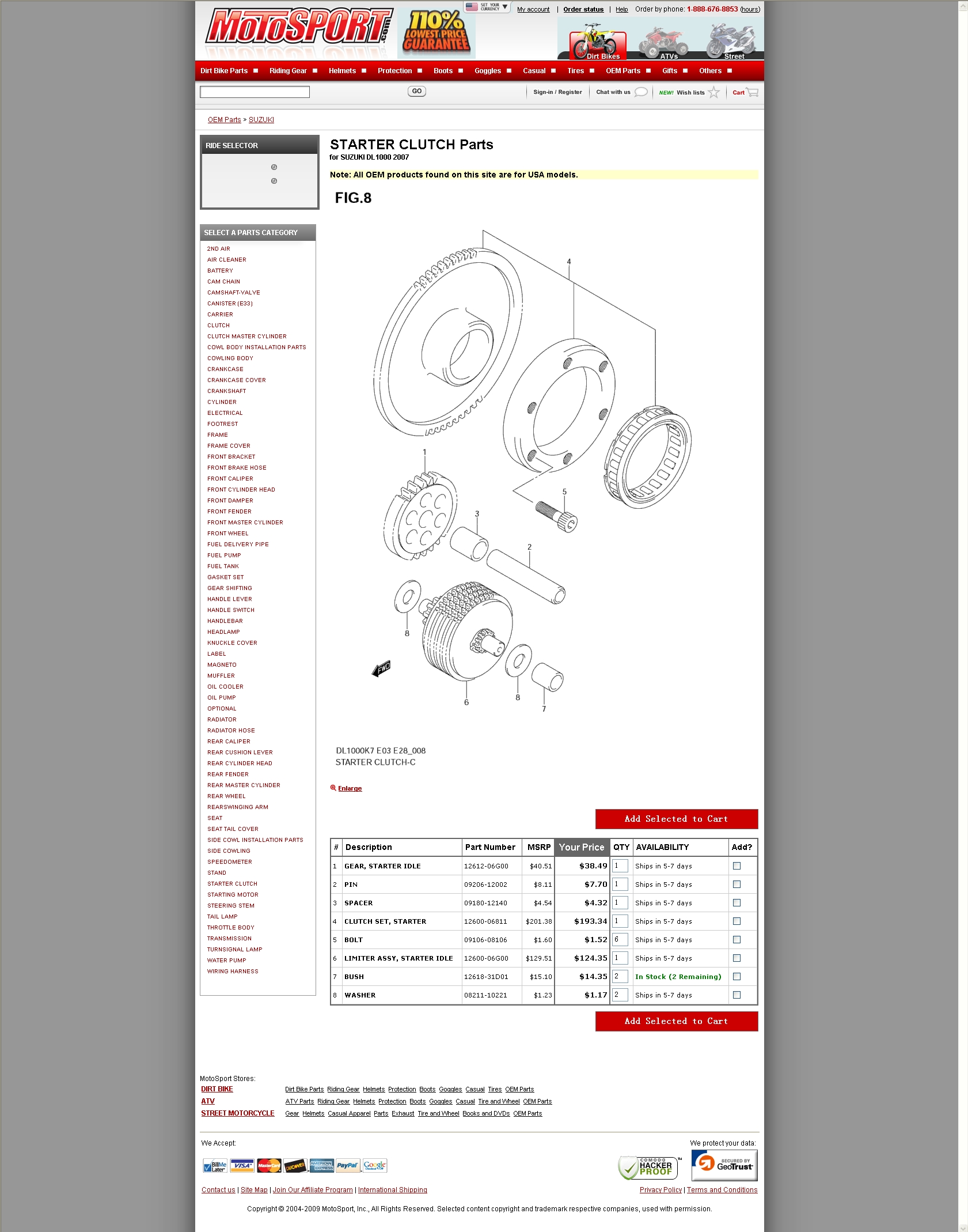 STARTER CLUTCH Parts for SUZUKI DL1000 2007 离合器大齿轮组件.jpg