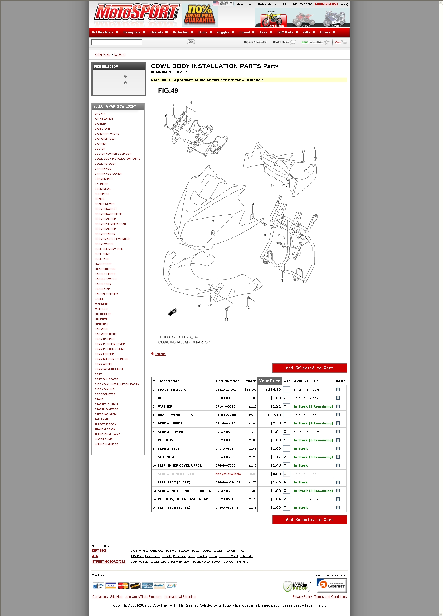  COWL BODY INSTALLATION PARTS Parts for SUZUKI DL1000 2007 灯架猪头组件.jpg