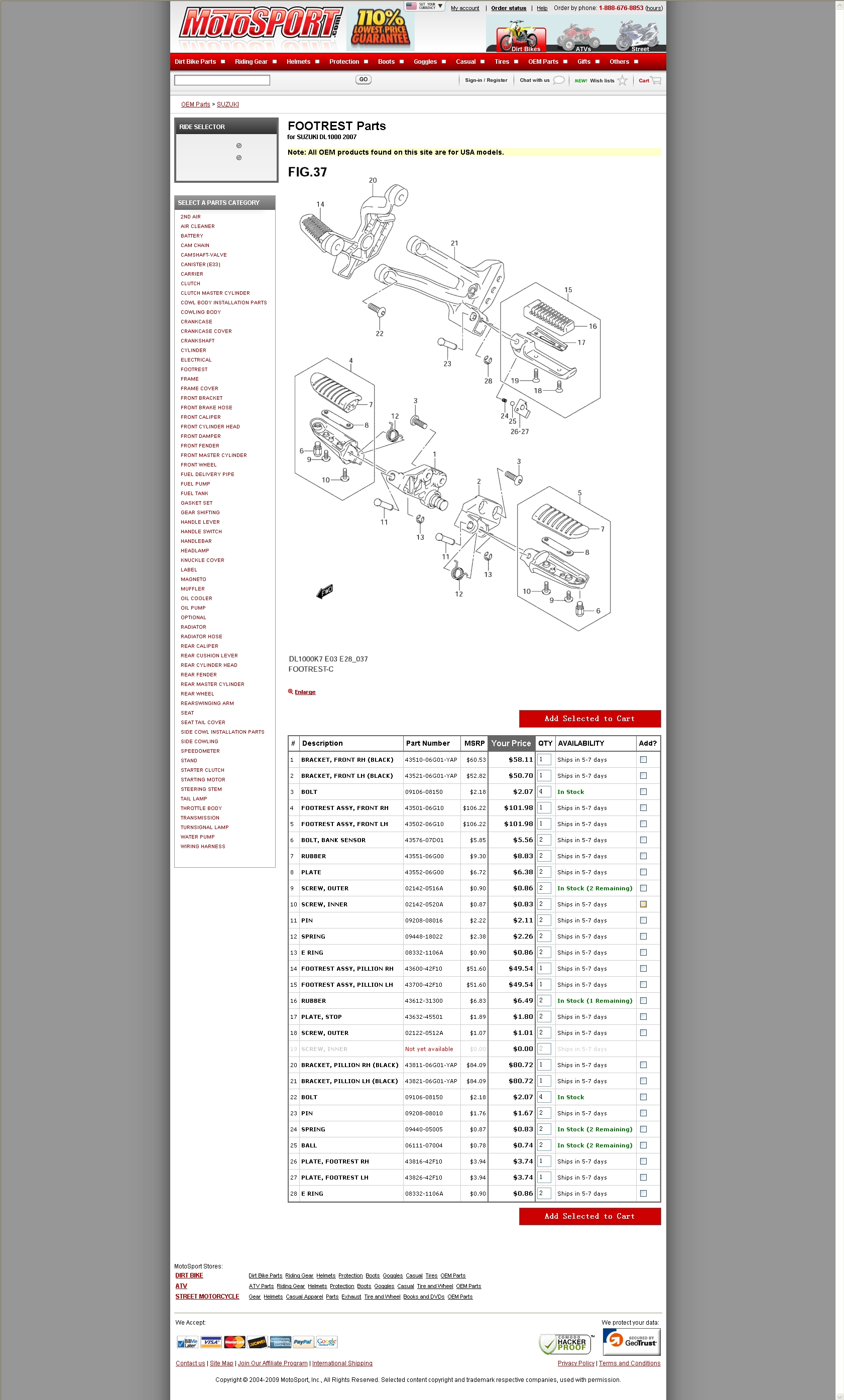  FOOTREST Parts for SUZUKI DL1000 2007  前后脚踏组件.jpg