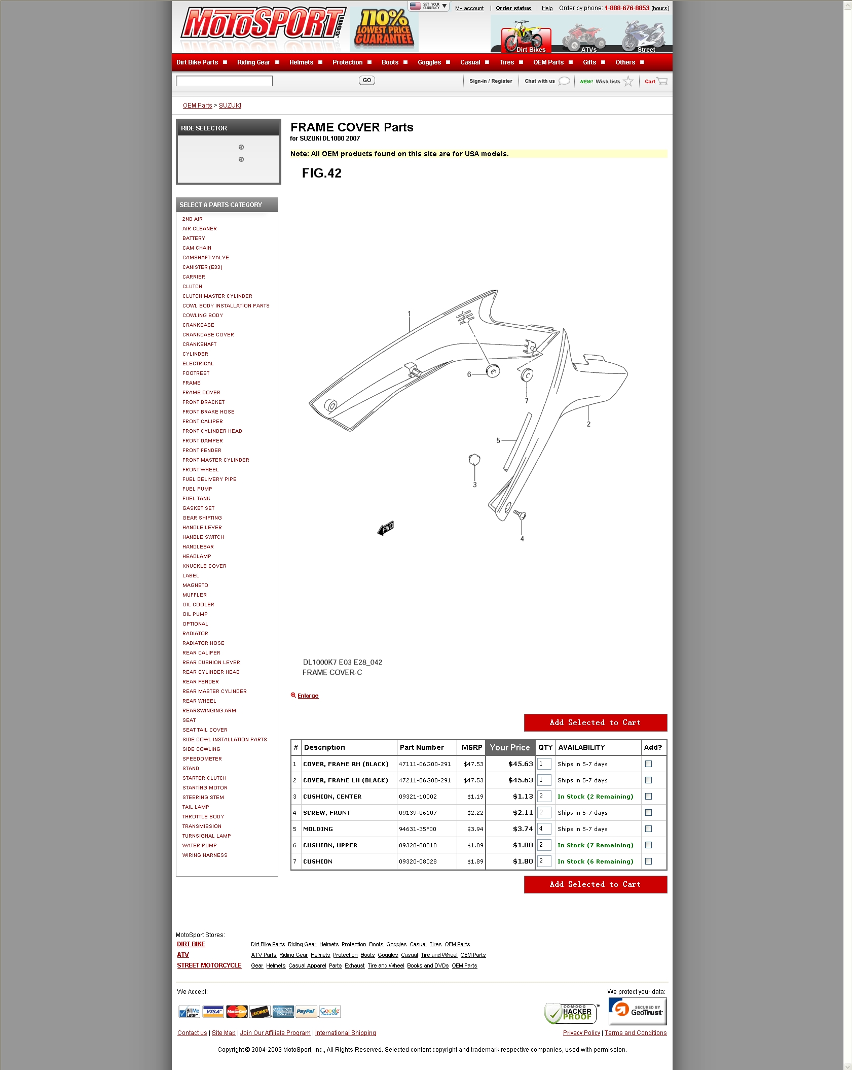  FRAME COVER Parts for SUZUKI DL1000 2007 油箱边板组件.jpg