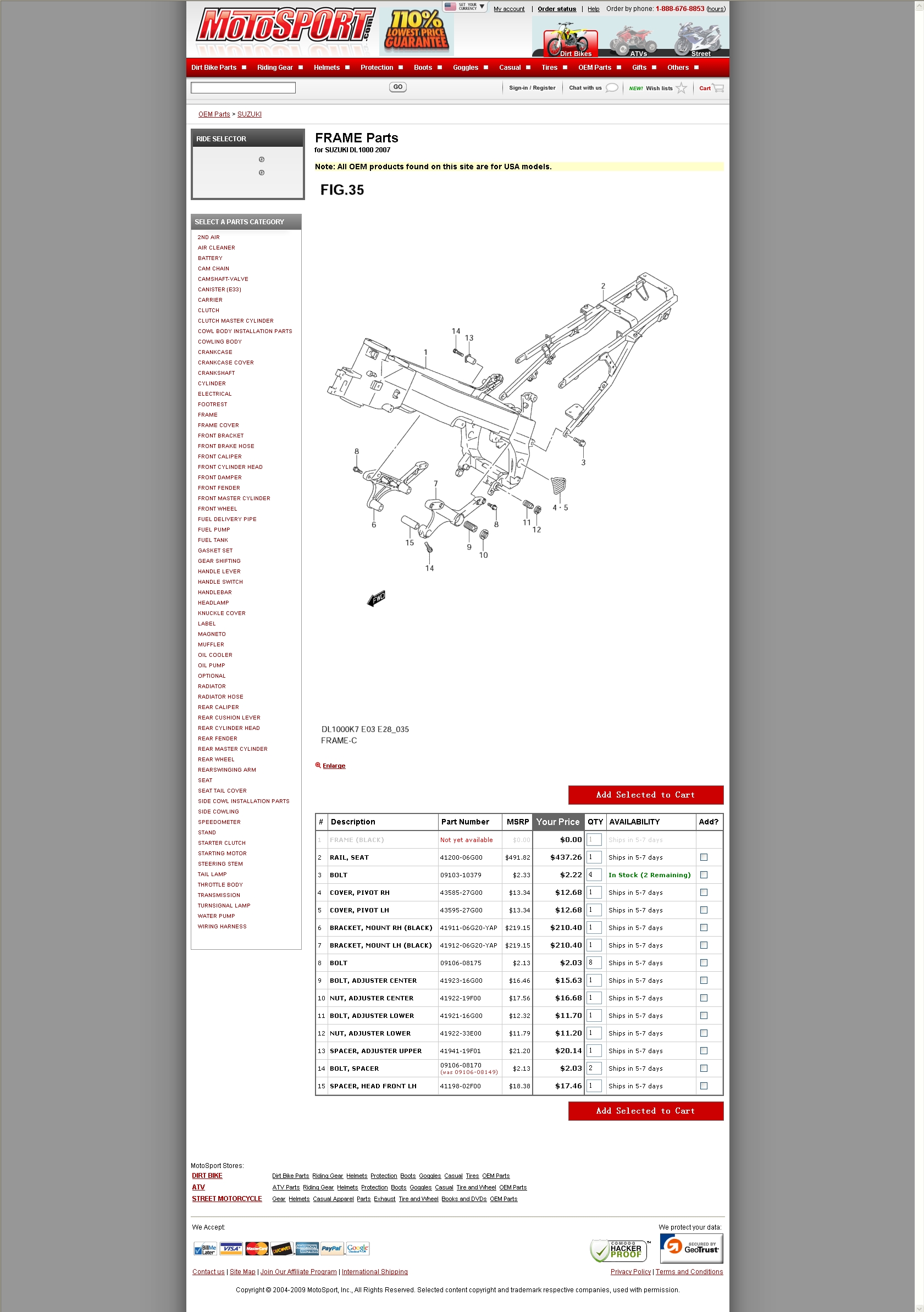  FRAME Parts for SUZUKI DL1000 2007 车架组件.jpg