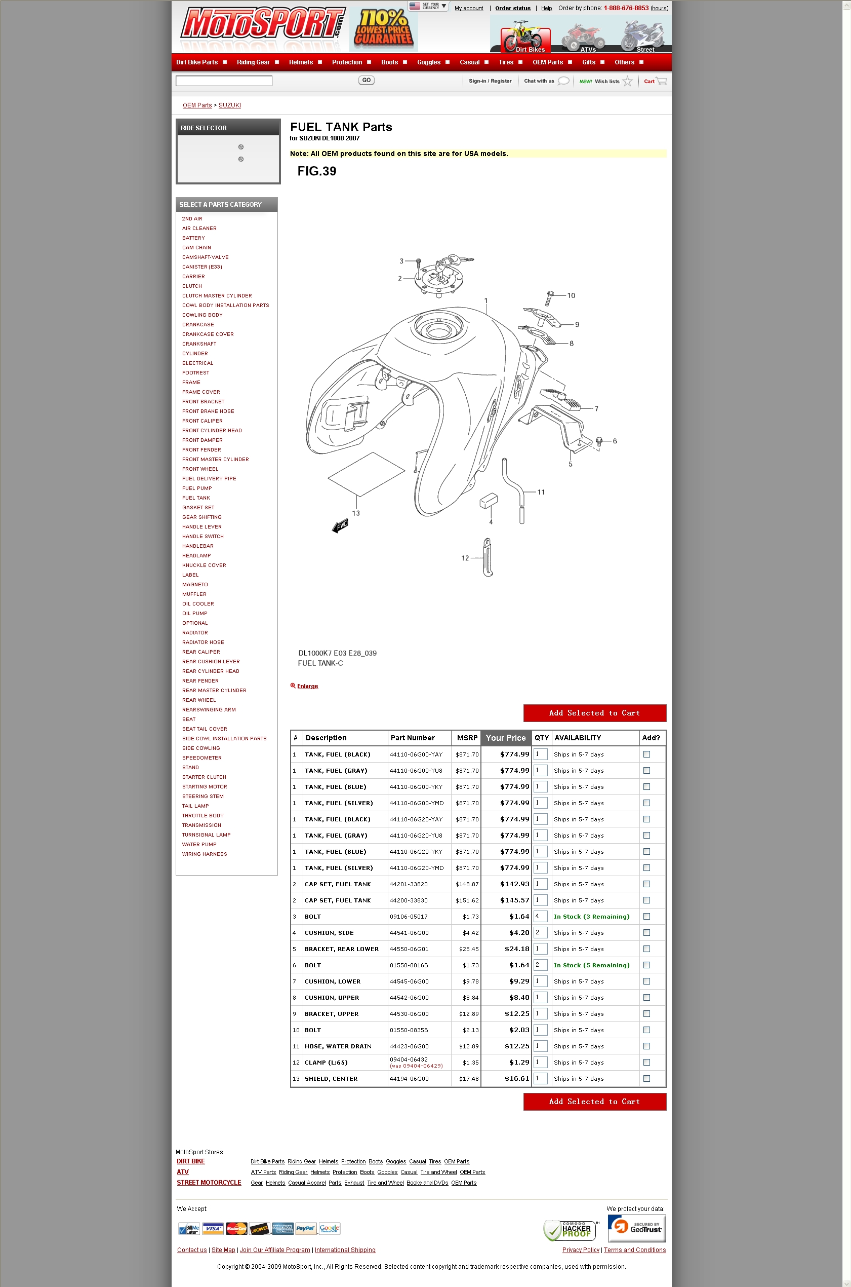  FUEL TANK Parts for SUZUKI DL1000 2007 燃油箱组件.jpg