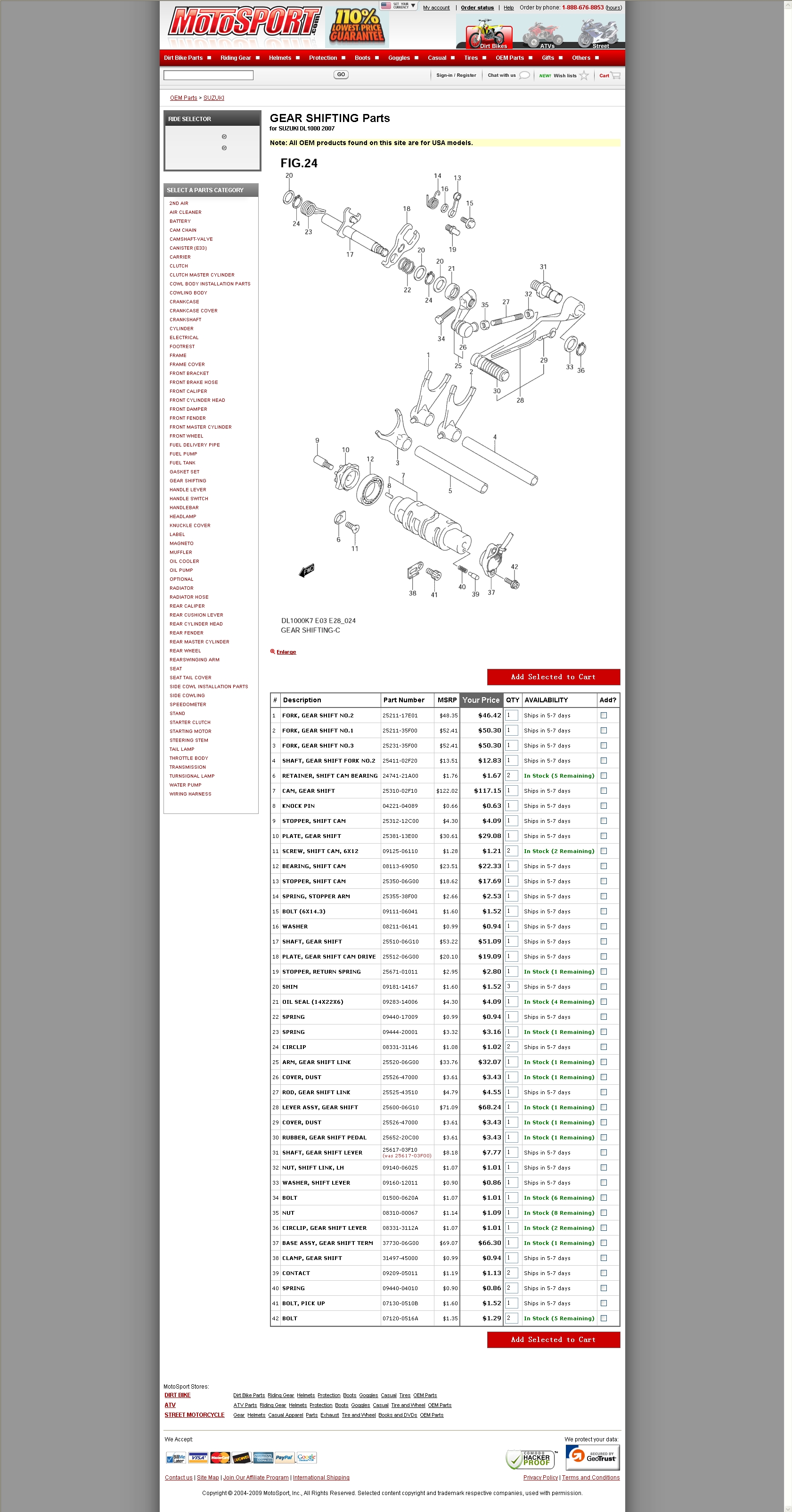  GEAR SHIFTING Parts for SUZUKI DL1000 2007 挡位拔叉挂档杆组件.jpg