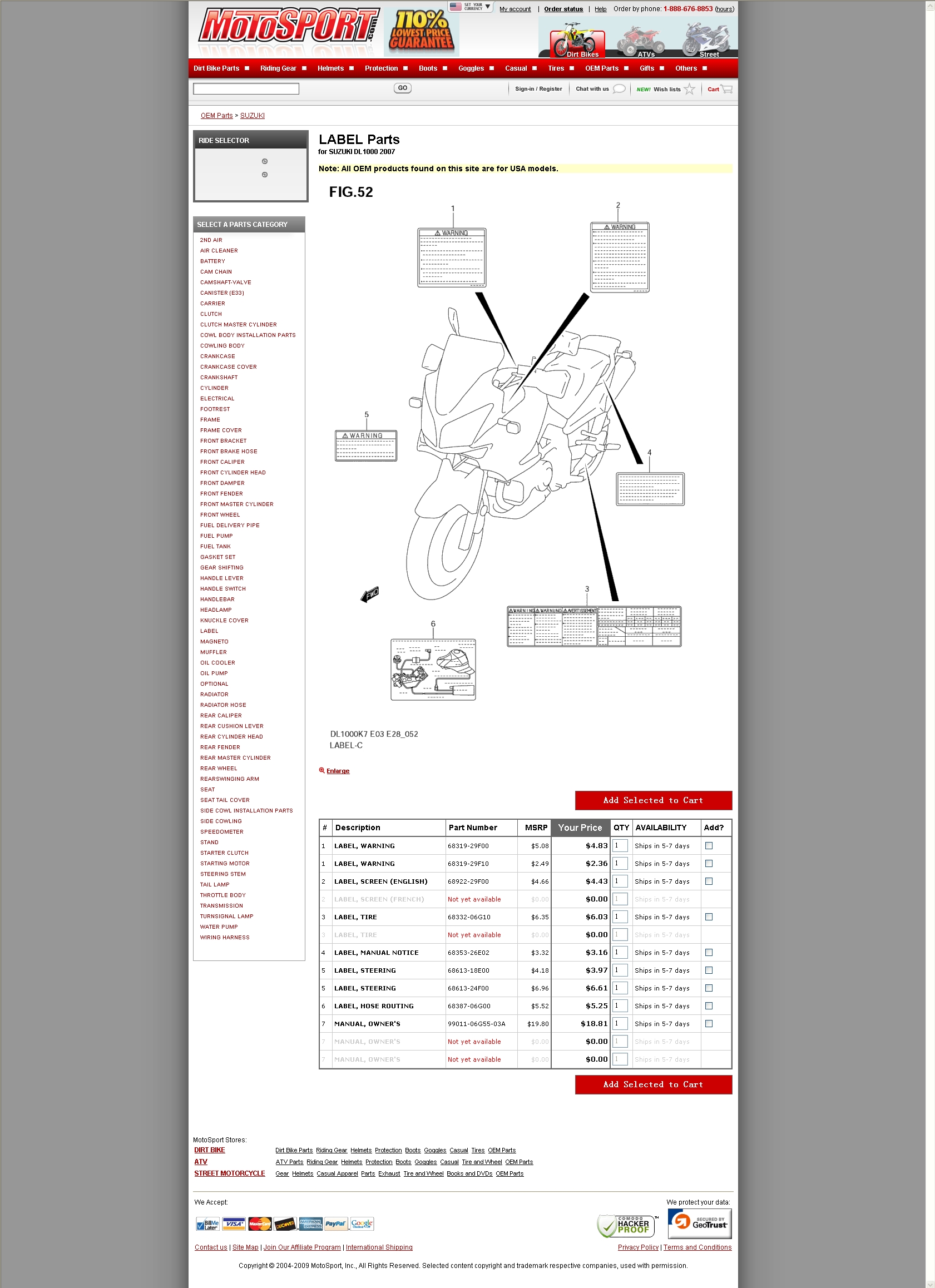  LABEL Parts for SUZUKI DL1000 2007 警告贴标.jpg