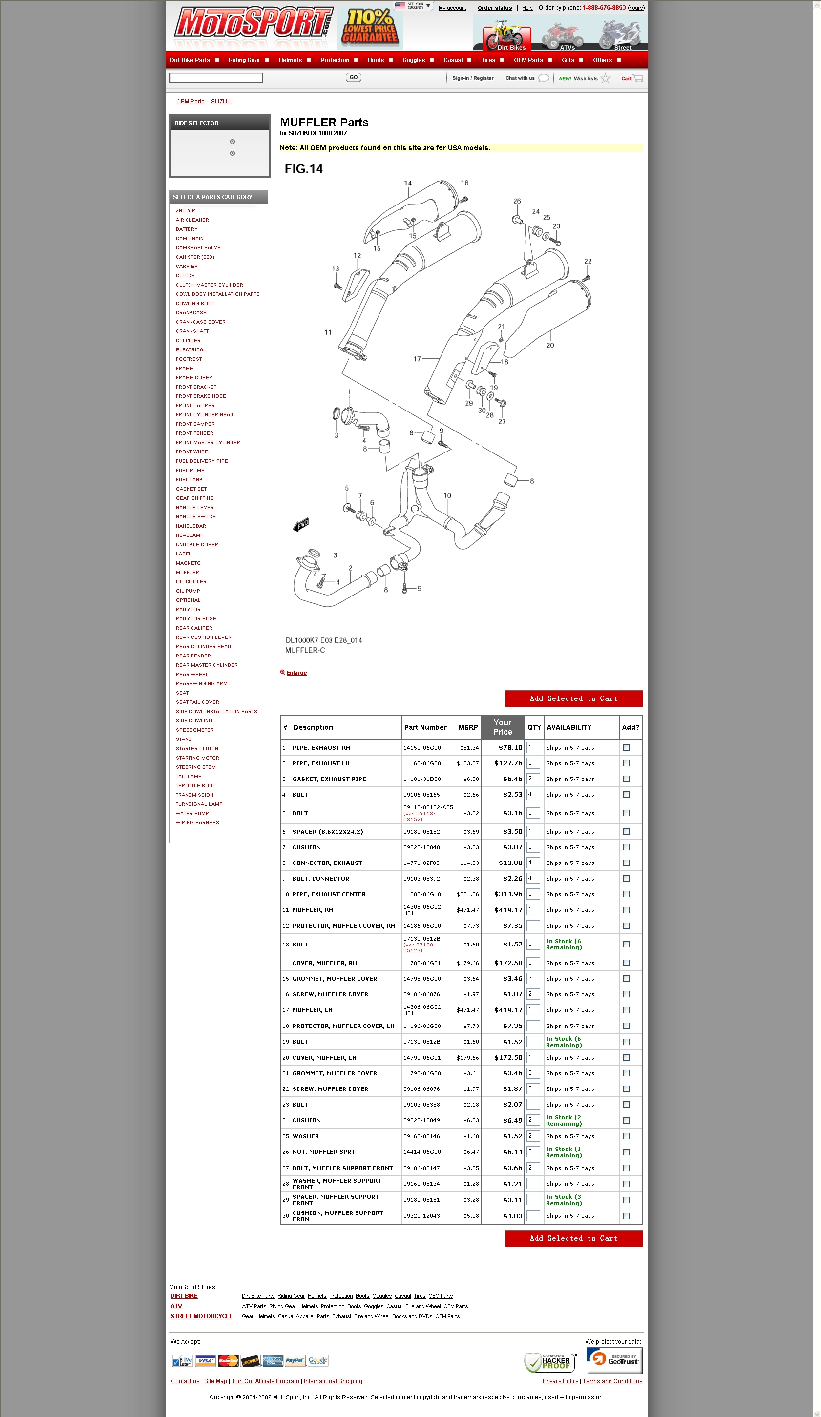  MUFFLER Parts for SUZUKI DL1000 2007 排气管组件.jpg