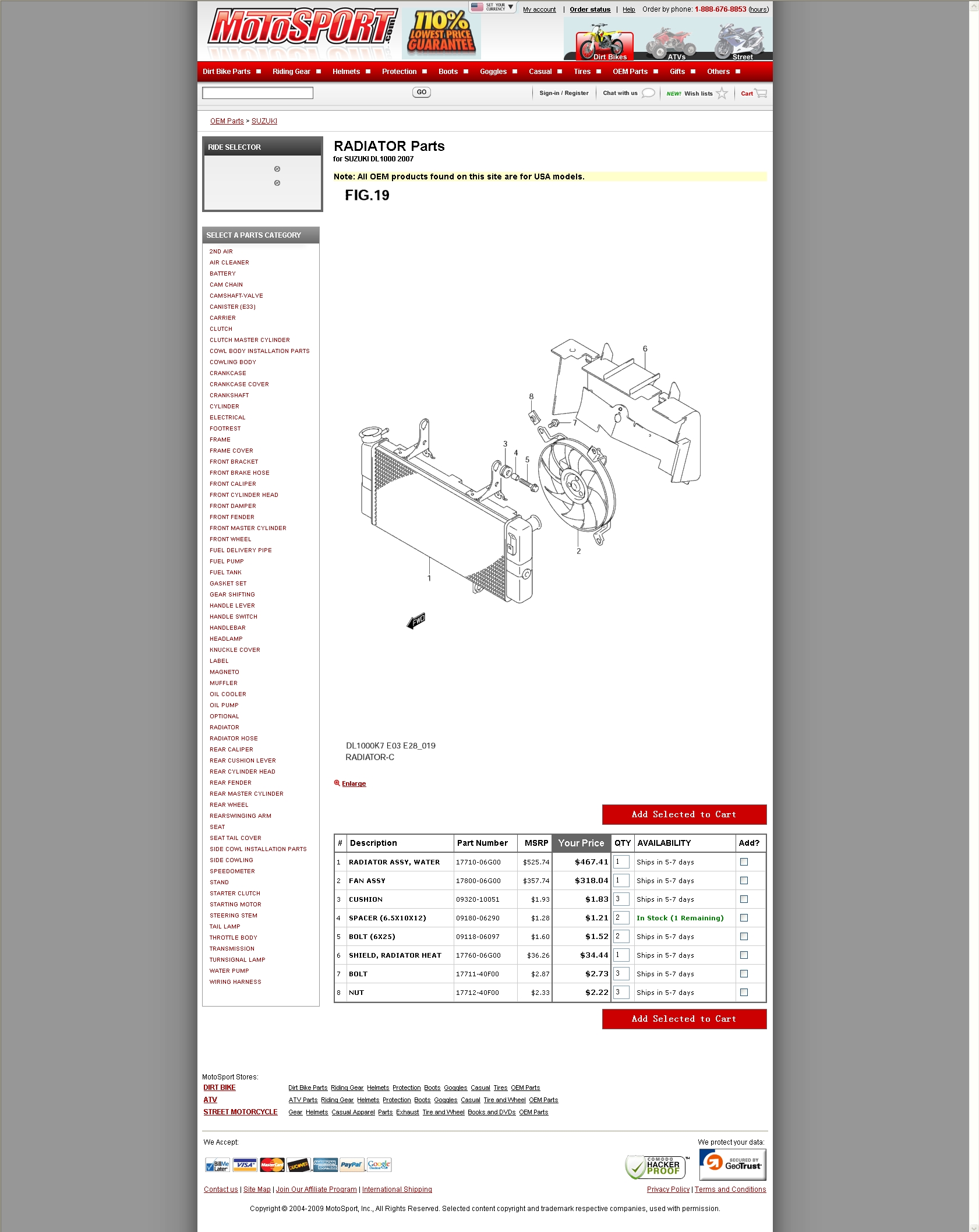  RADIATOR Parts for SUZUKI DL1000 2007 冷却水箱和风扇组件.jpg