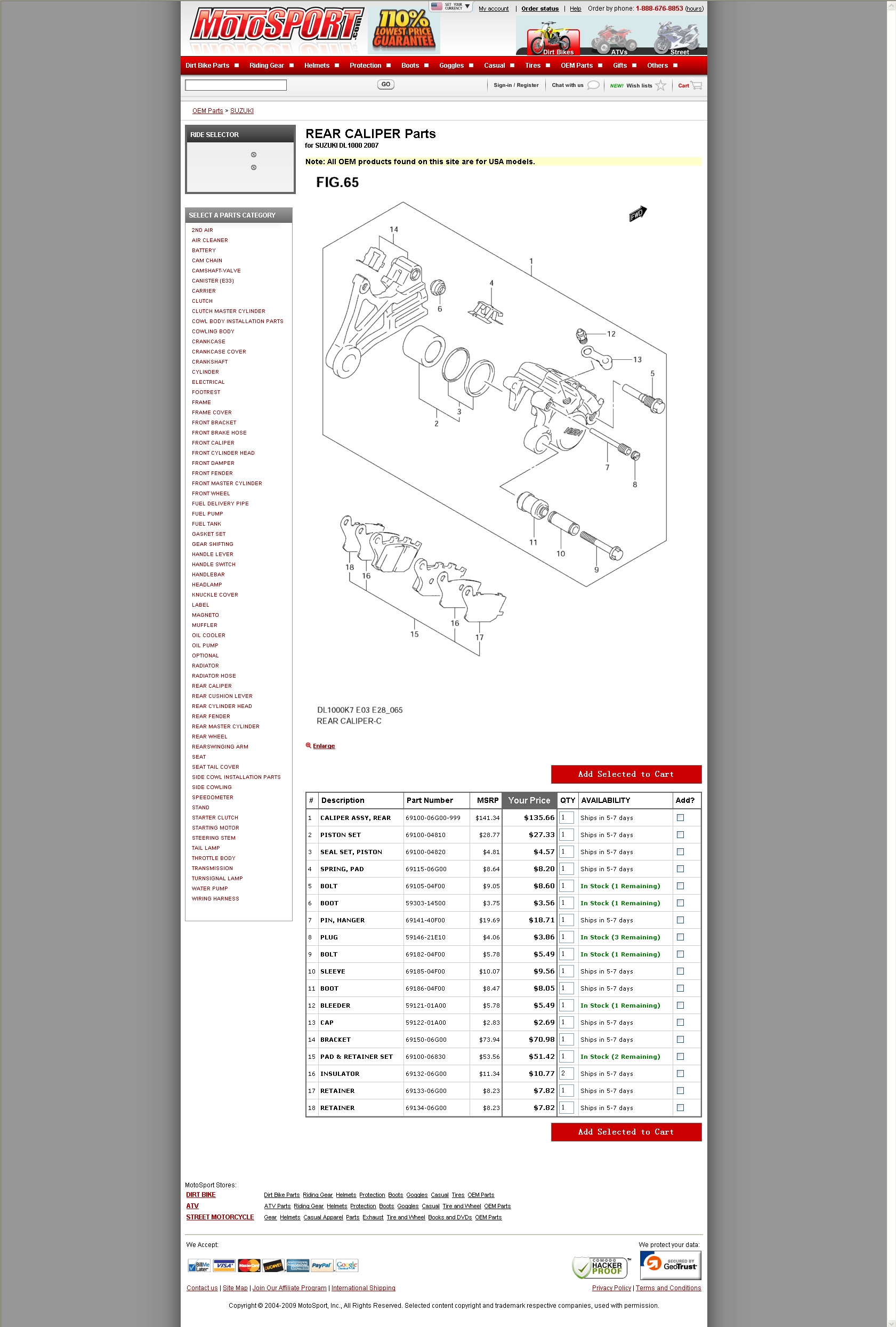  REAR CALIPER Parts for SUZUKI DL1000 2007 后刹车卡钳组件.jpg