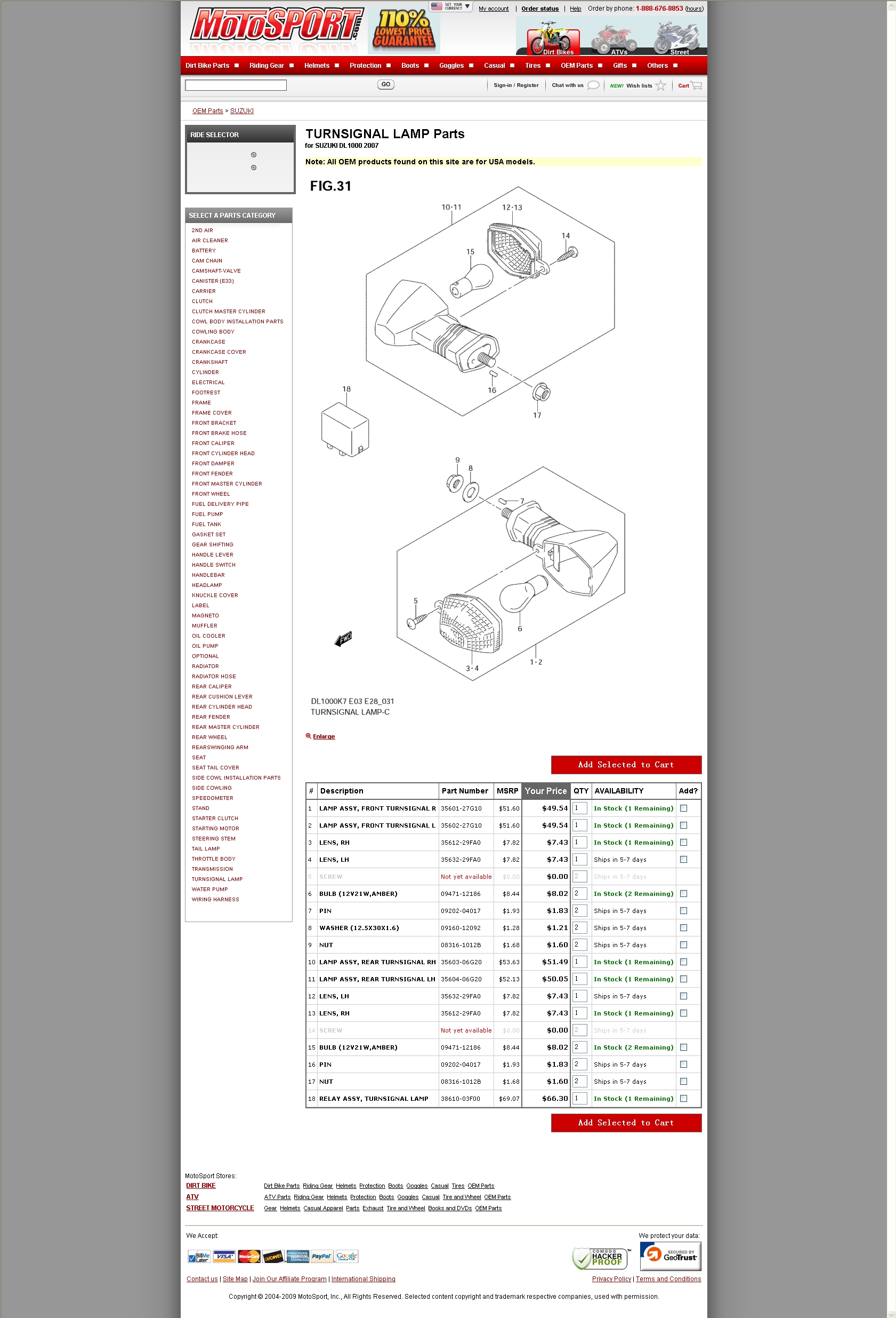  TURNSIGNAL LAMP Parts for SUZUKI DL1000 2007 转向灯组件.jpg